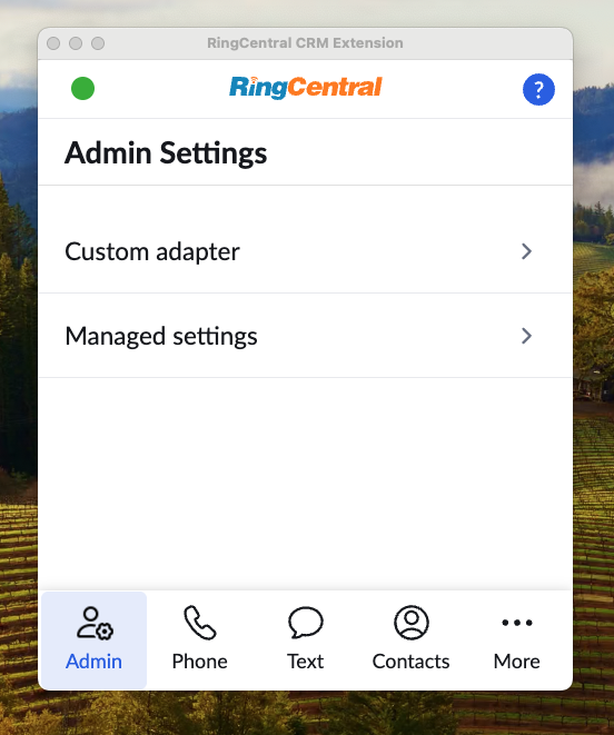 Admin tab in App Connect