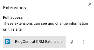 Chrome extensions menu