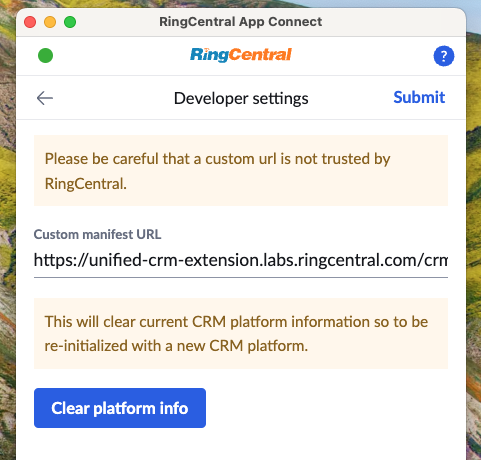 Changing App Connect's default manifest URL