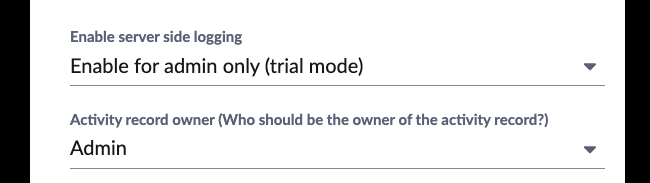 Server-side call logging setup
