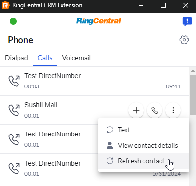 Manually refresh contact