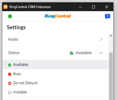 Change presence from settings