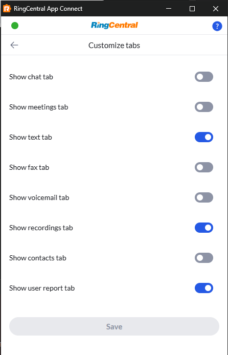 Customize tabs interface