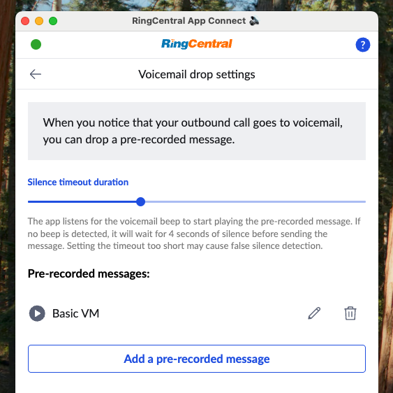 Setting up voicemail drop