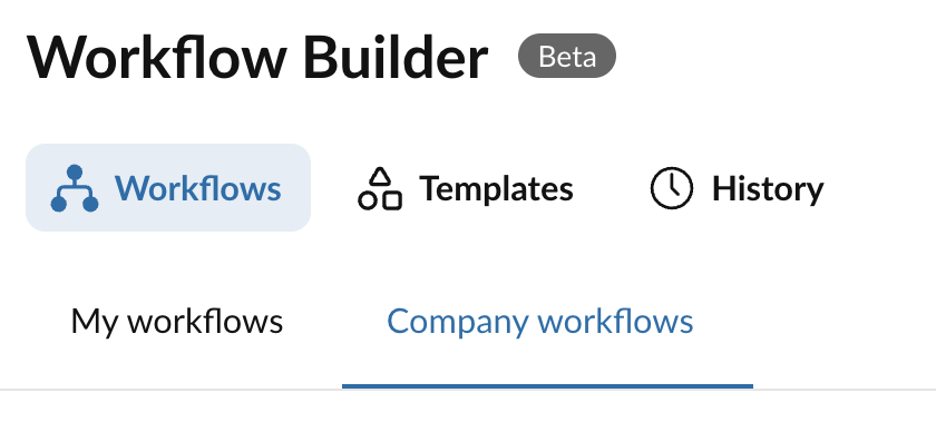 Company workflow tab