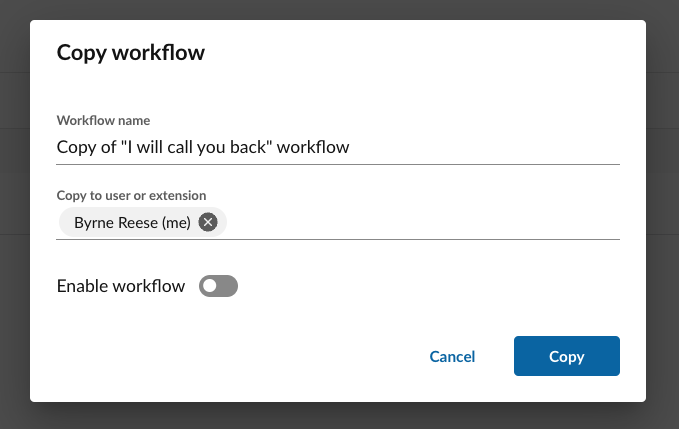 Copy workflows