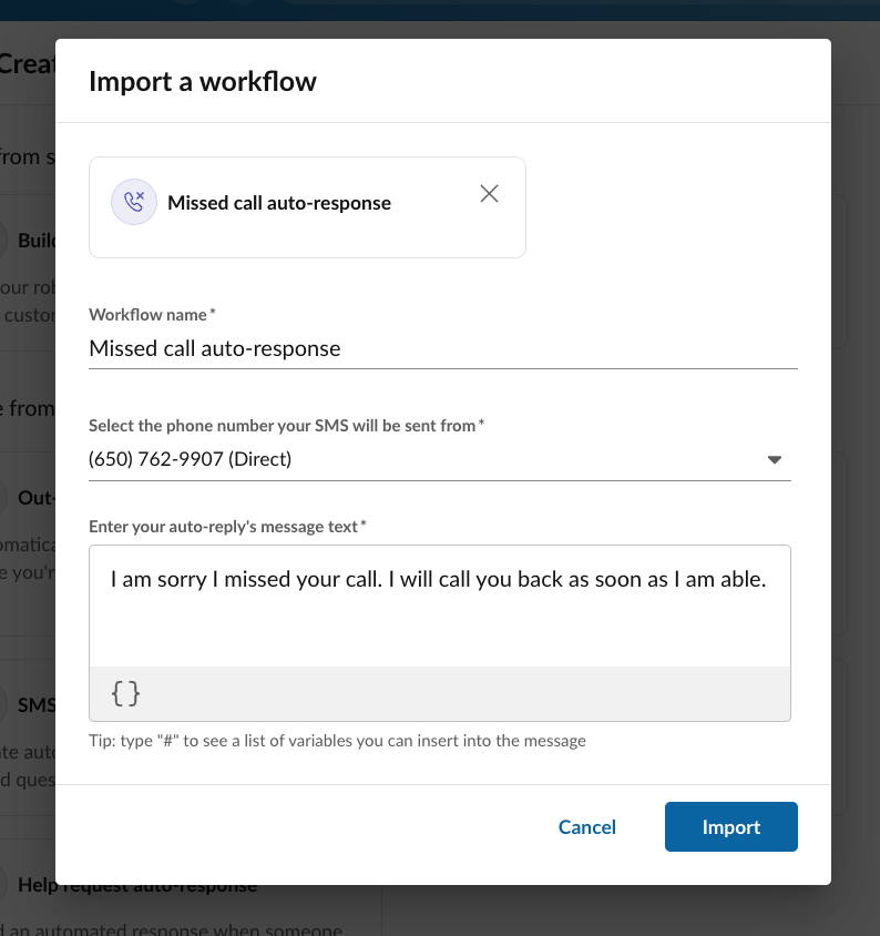 Importing a workflow