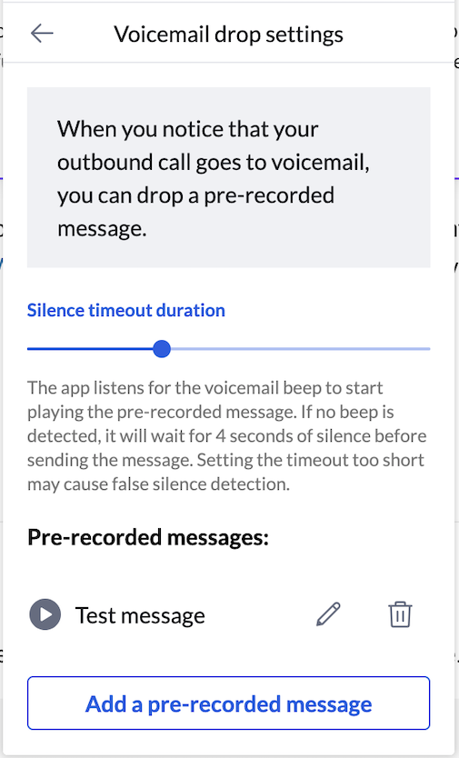 voicemail drop settings