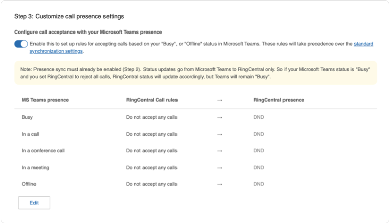 ***Call Presence Settings***
