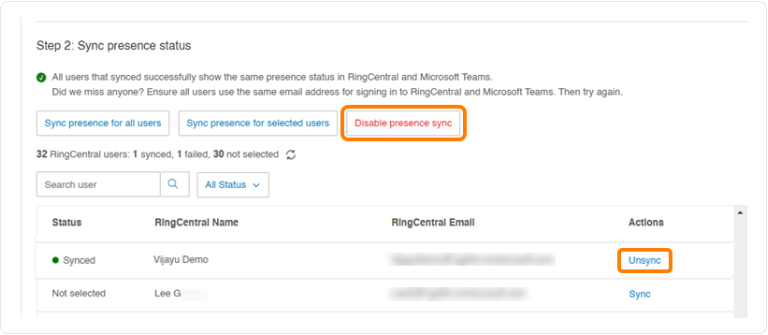 ***Revoking presence sync for users or admins***