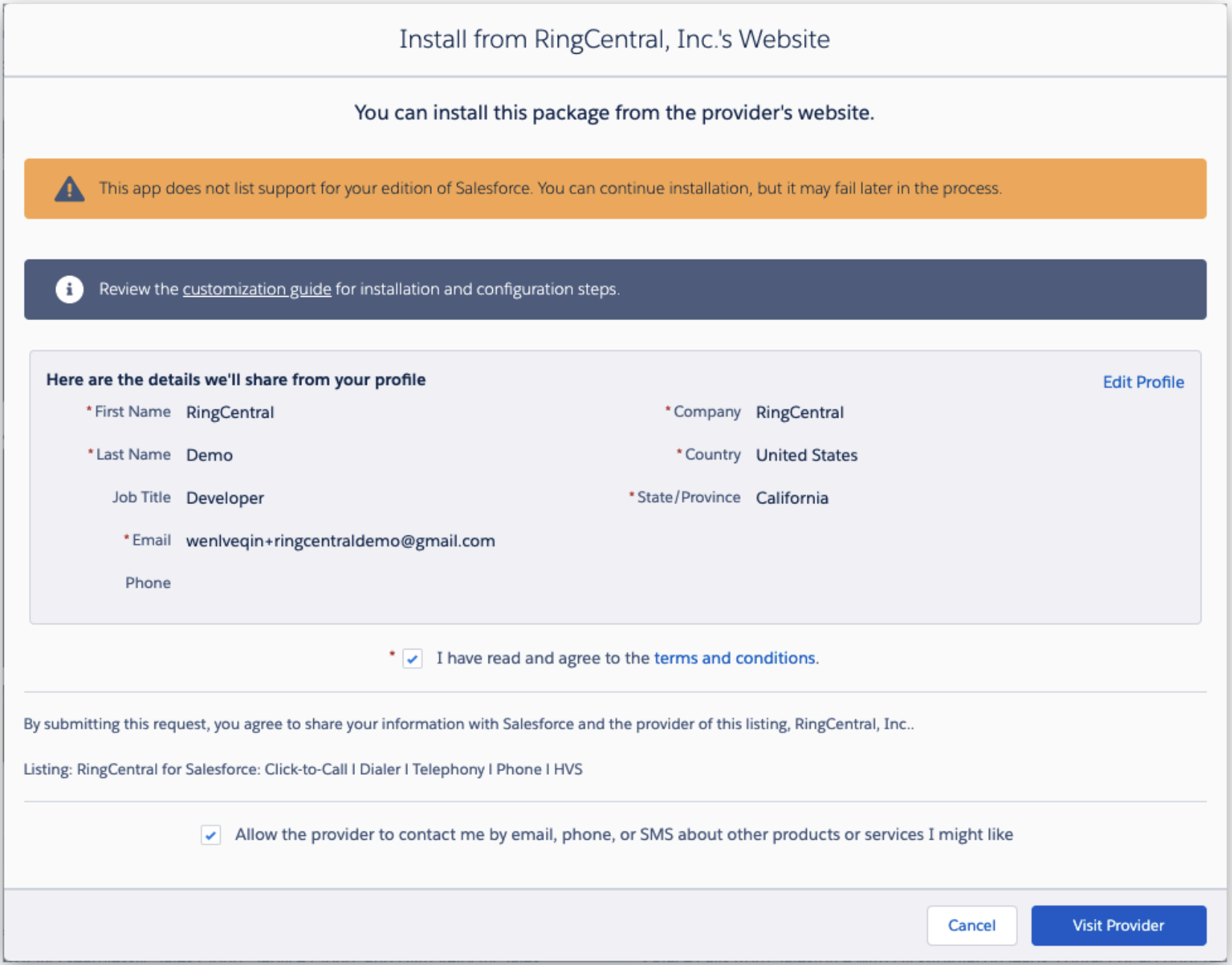 App Exchange Install