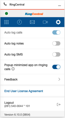 Auto Log Call Settings