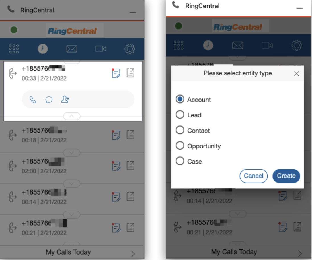 Call History Actions
