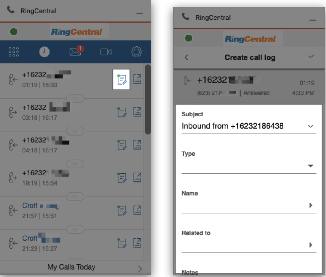 Call Logging Update