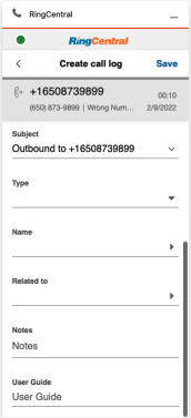 Create Call Log
