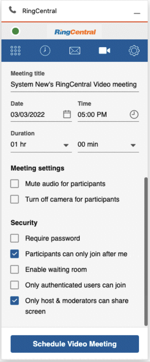 Schedule Video Meeting