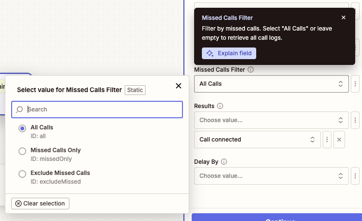 Call Missed Filter