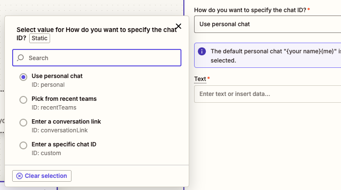 how to specify chat