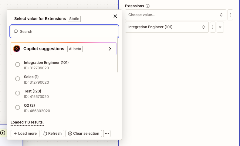 Extension Selection