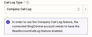 Company Call Log Warning