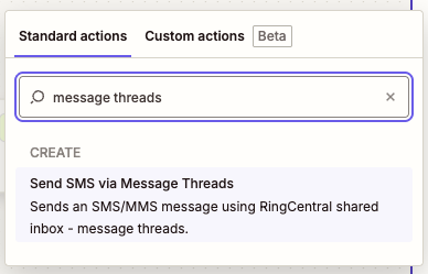 Send SMS via Message Threads action